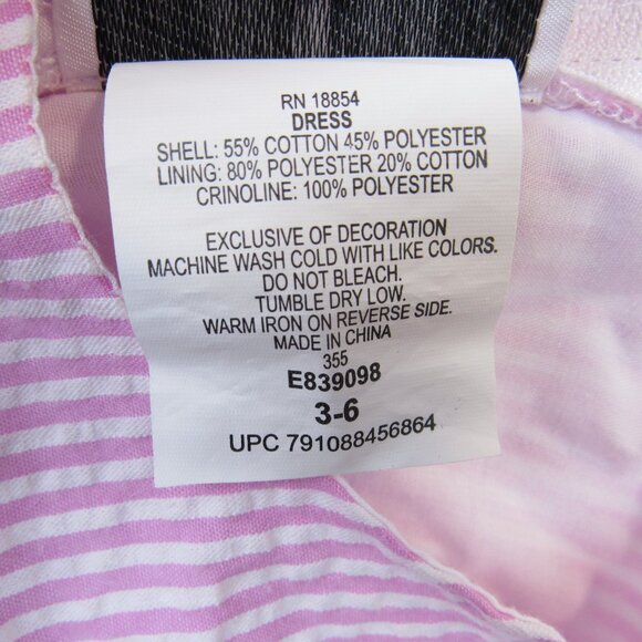 Rare Editions Baby Girl Dress Size 3-6 Months Seersucker Pink & White Striped - Picture 9 of 9
